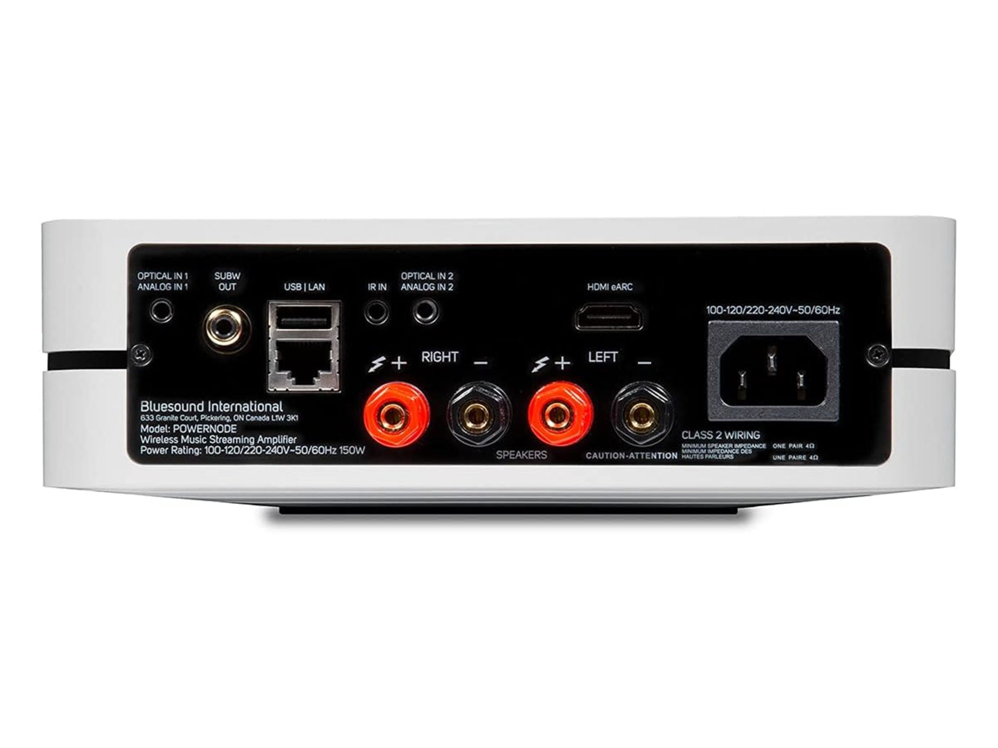 BLUESOUND POWERNODE White connectique