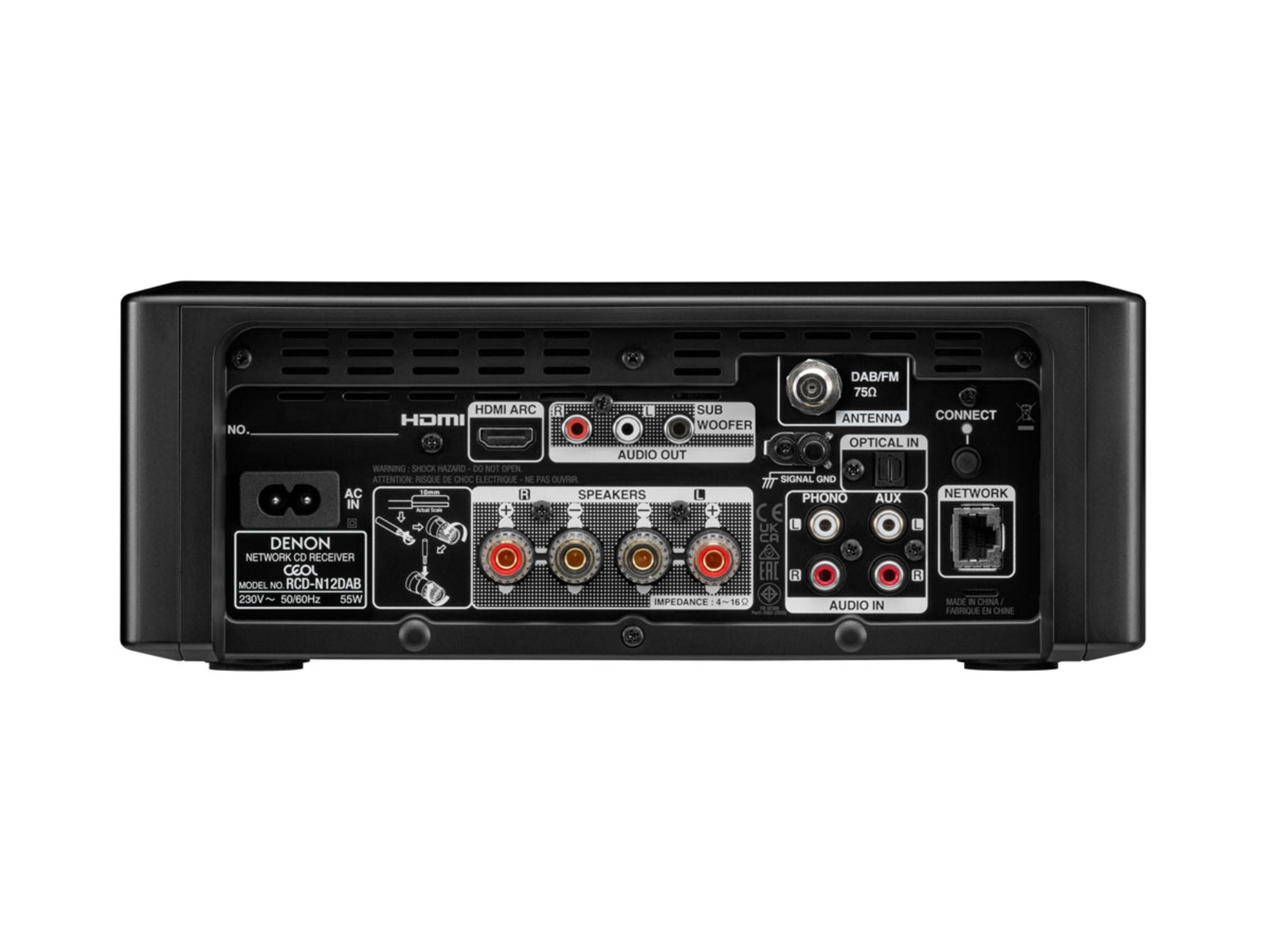 DENON Ceol RCD-N12 DAB Black connectique