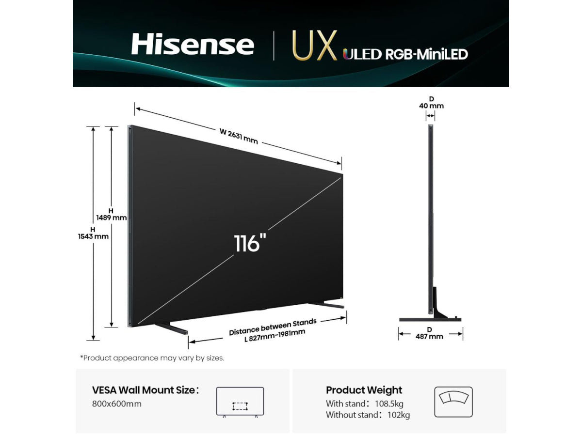 HISENSE 116UXQ (dimensions)