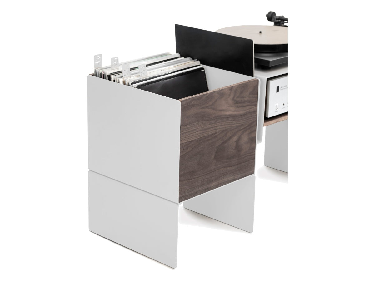 LOIA La Console Vinyles Basse Blanc - Noyer