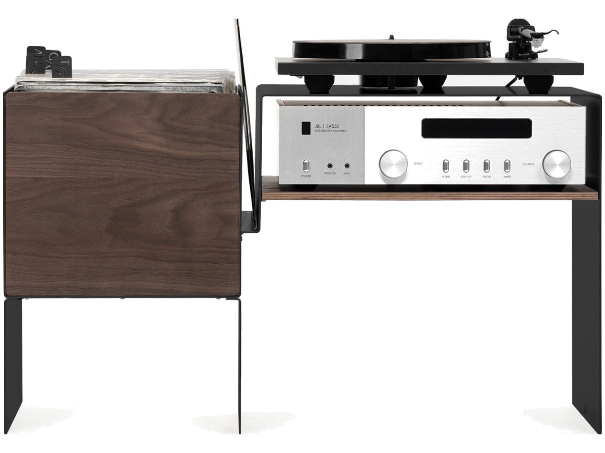 LOIA La Console Vinyles Basse Noir - Noyer