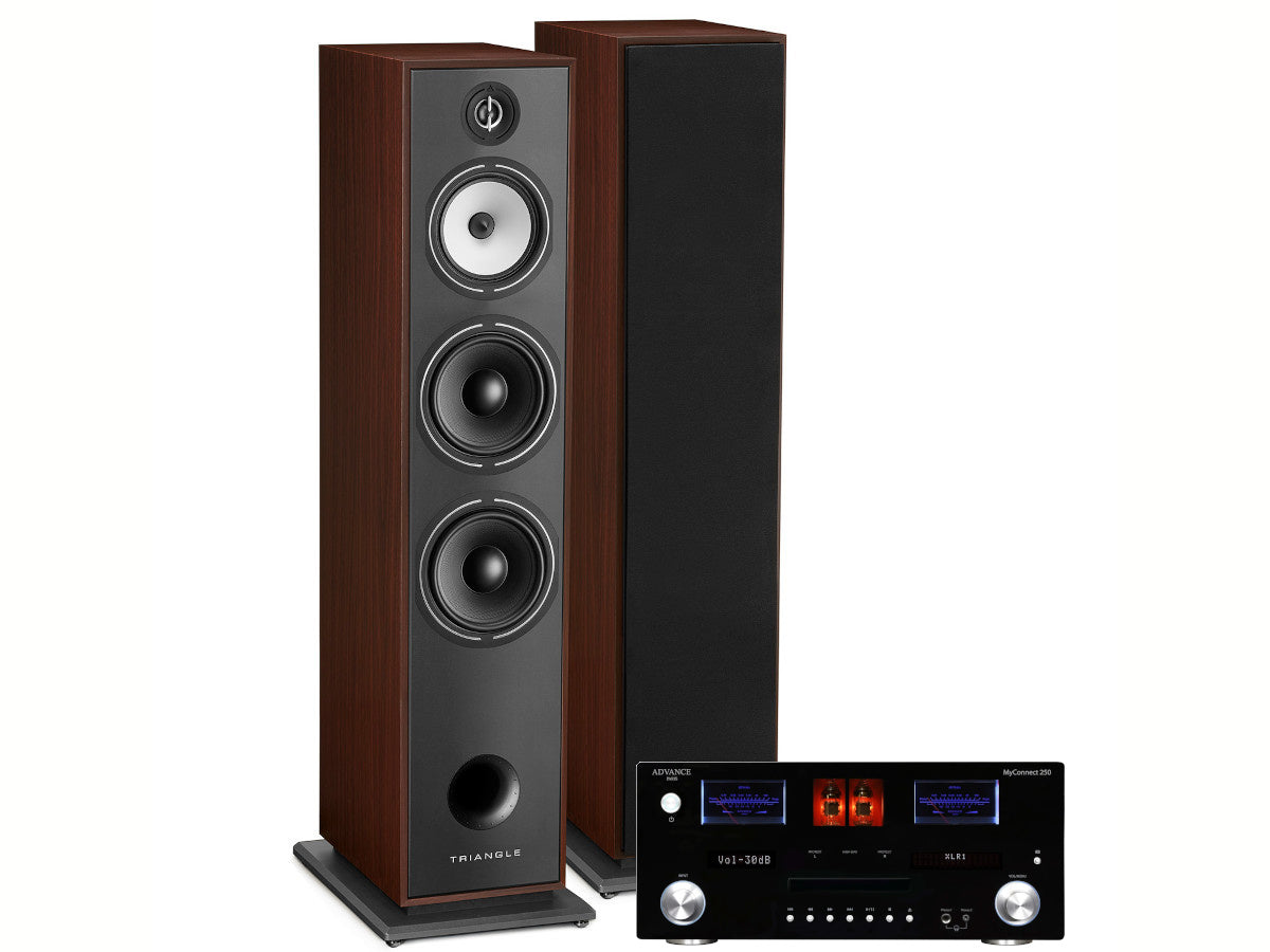 Pack TRIANGLE Borea BR10 Noyer - ADVANCE PARIS Myconnect 250 - TRIANGLE Symphony 2x3m - ADVANCE PARIS WTX500