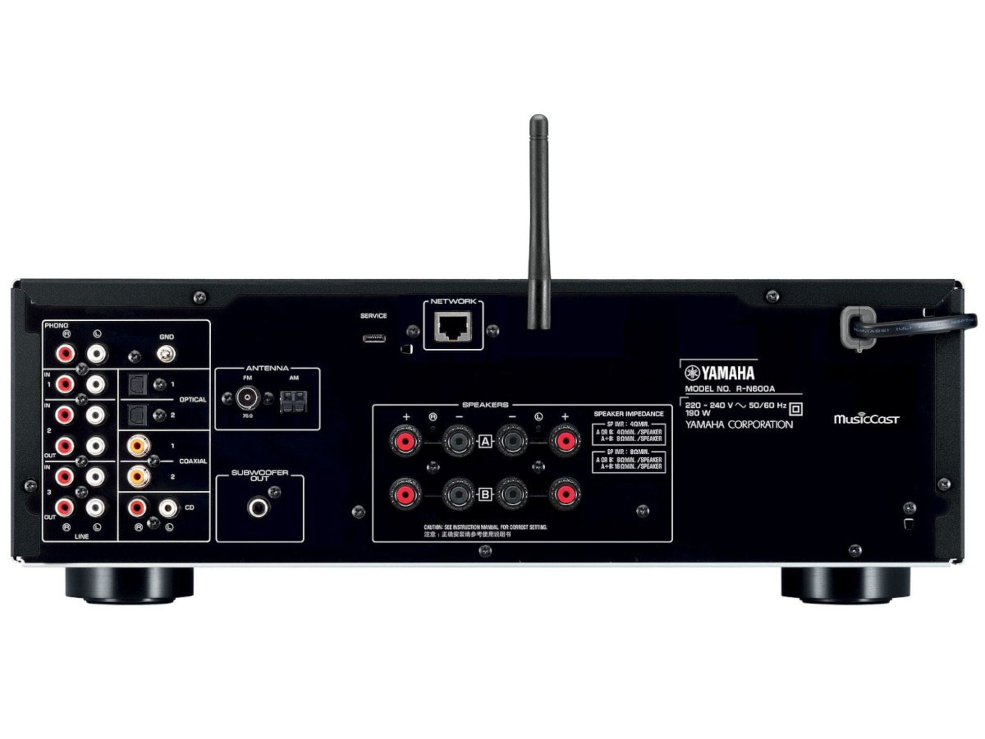 YAMAHA MusicCast R-N600A Black connectique