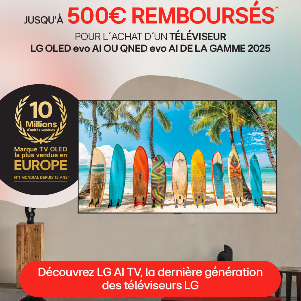 Jusqu'à 500€ remboursés sur un TV LG OLED evo AI