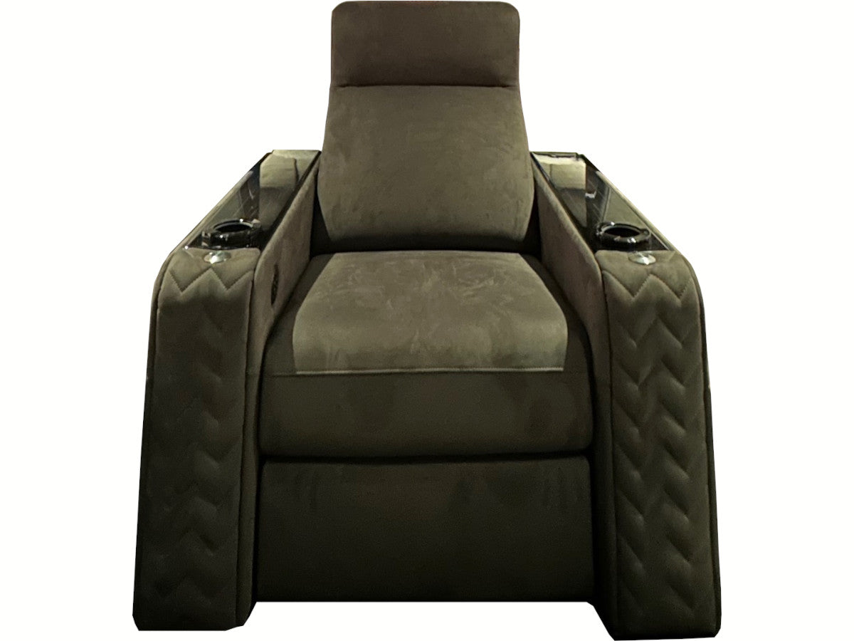 AV Concept Products - Mandalay / Fauteuil motorisé en Alcantara - Triple motorisation (jambes, dos, nuque) - Porte gobelet réfrigéré - Massage - Retroéclairage or