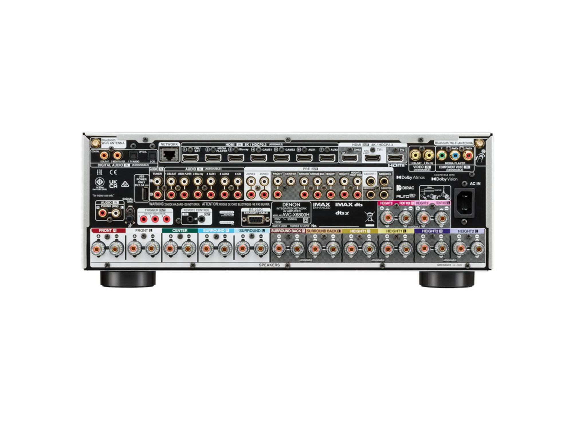 DENON AVC-X6800H Silver connectique