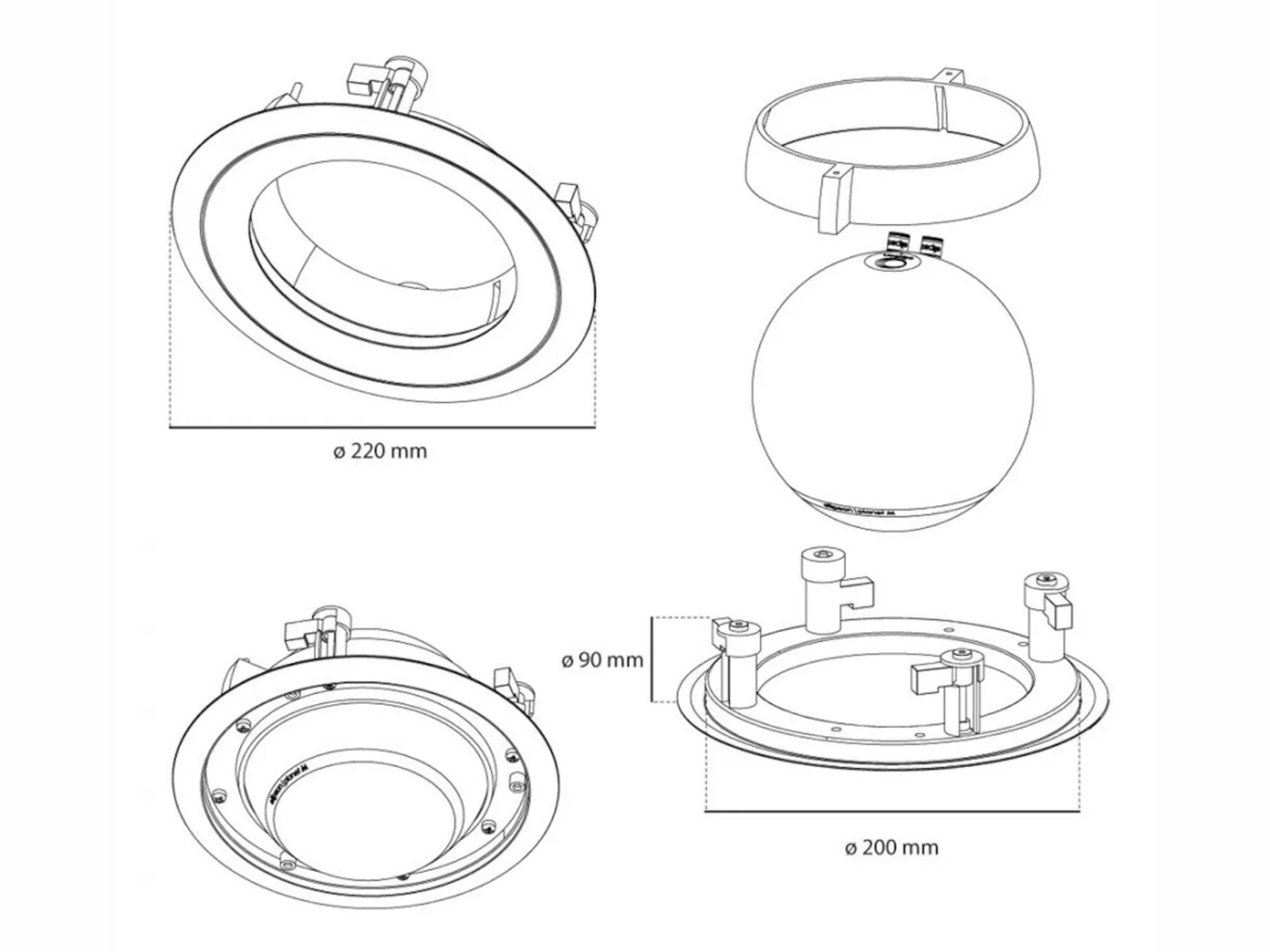 ELIPSON PLANET M IN-CEILING MOUNT (la pièce)