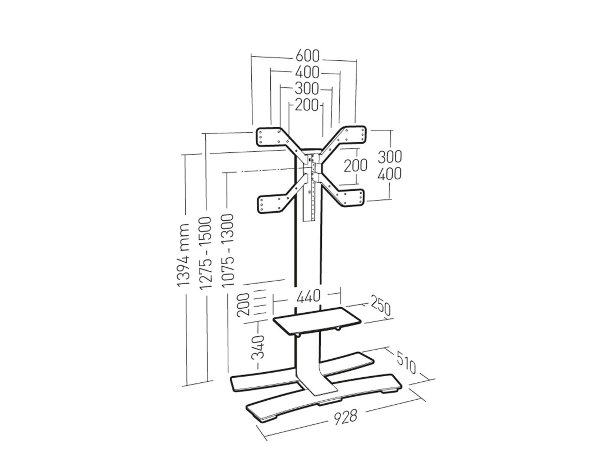 ERARD WILL 1400 XL Tablette dimensions