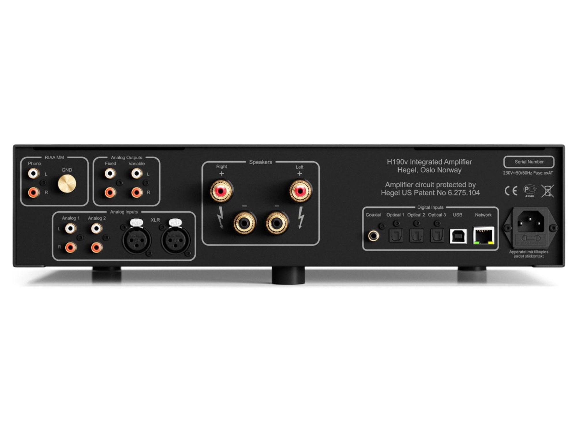 HEGEL H190V Black connectique