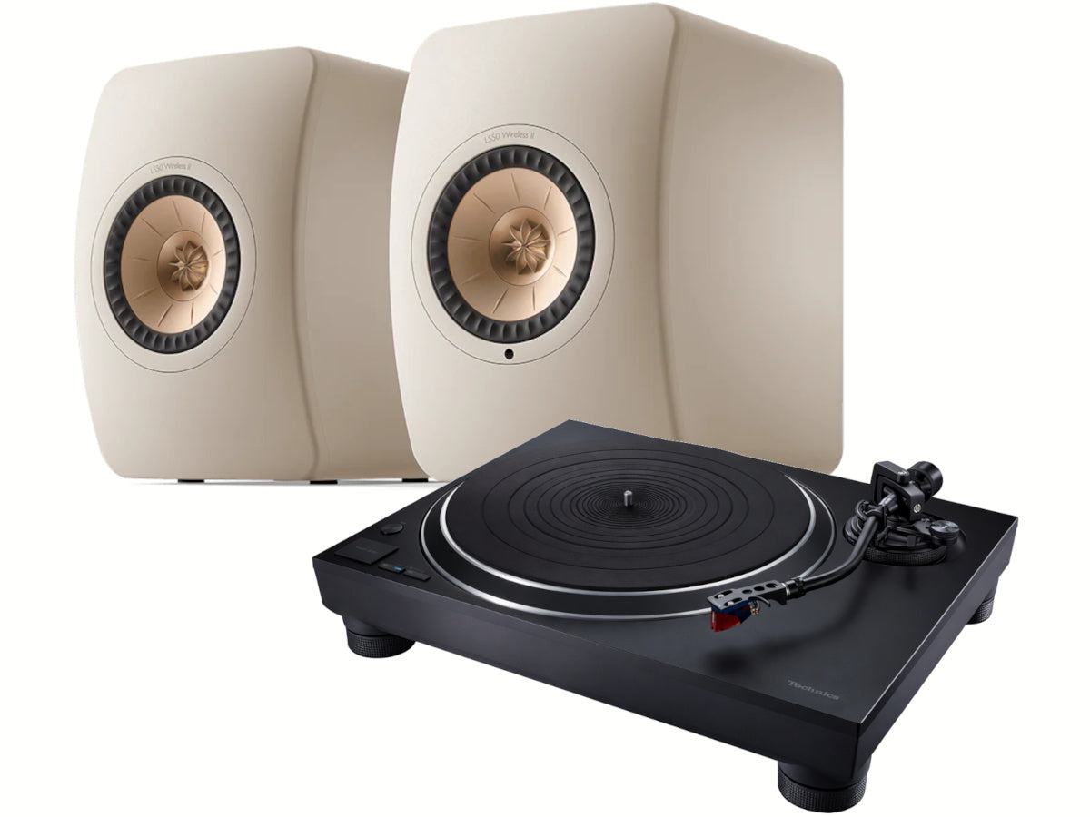 KEF LS50 Wireless 2 Beige Sable + TECHNICS SL-1500C Noir