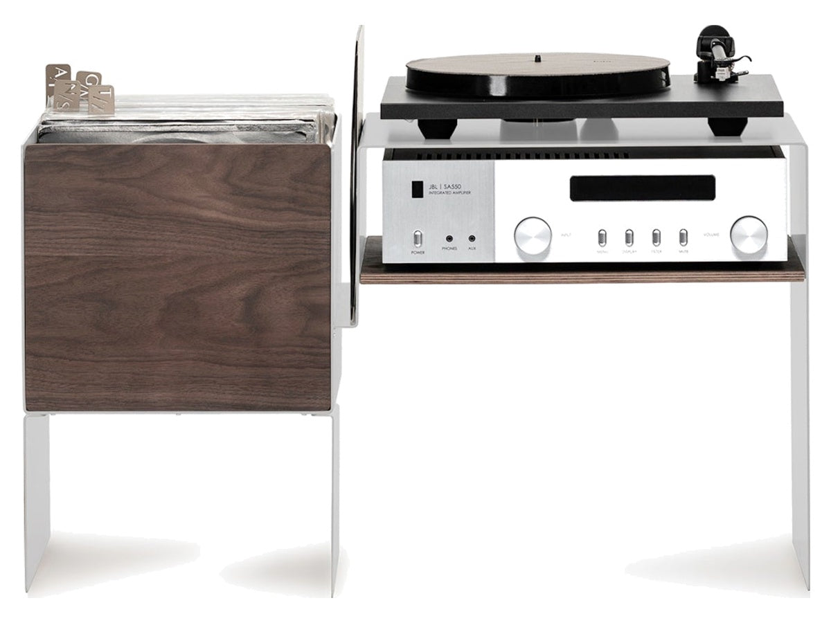 LOIA La Console Vinyles Basse Blanc - Noyer