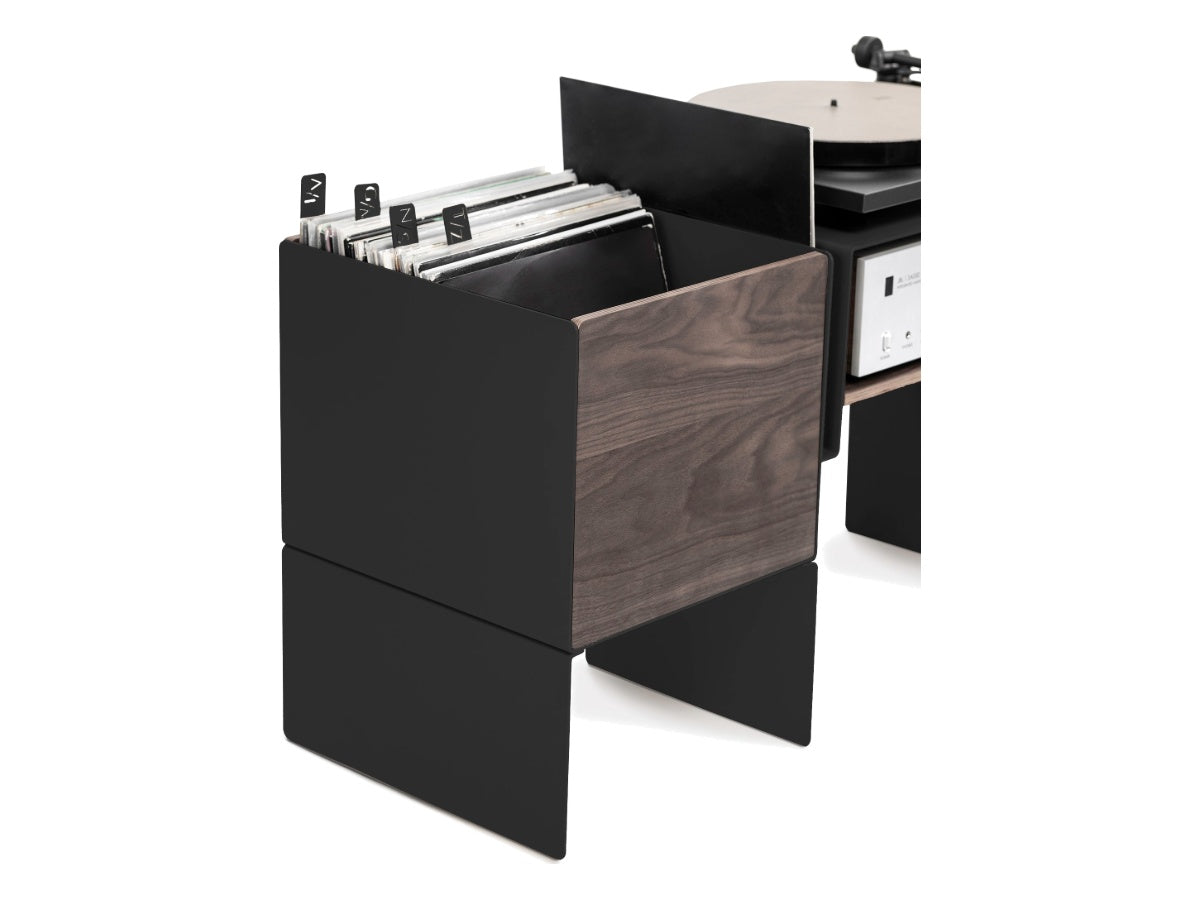 LOIA La Console Vinyles Basse Noir - Noyer