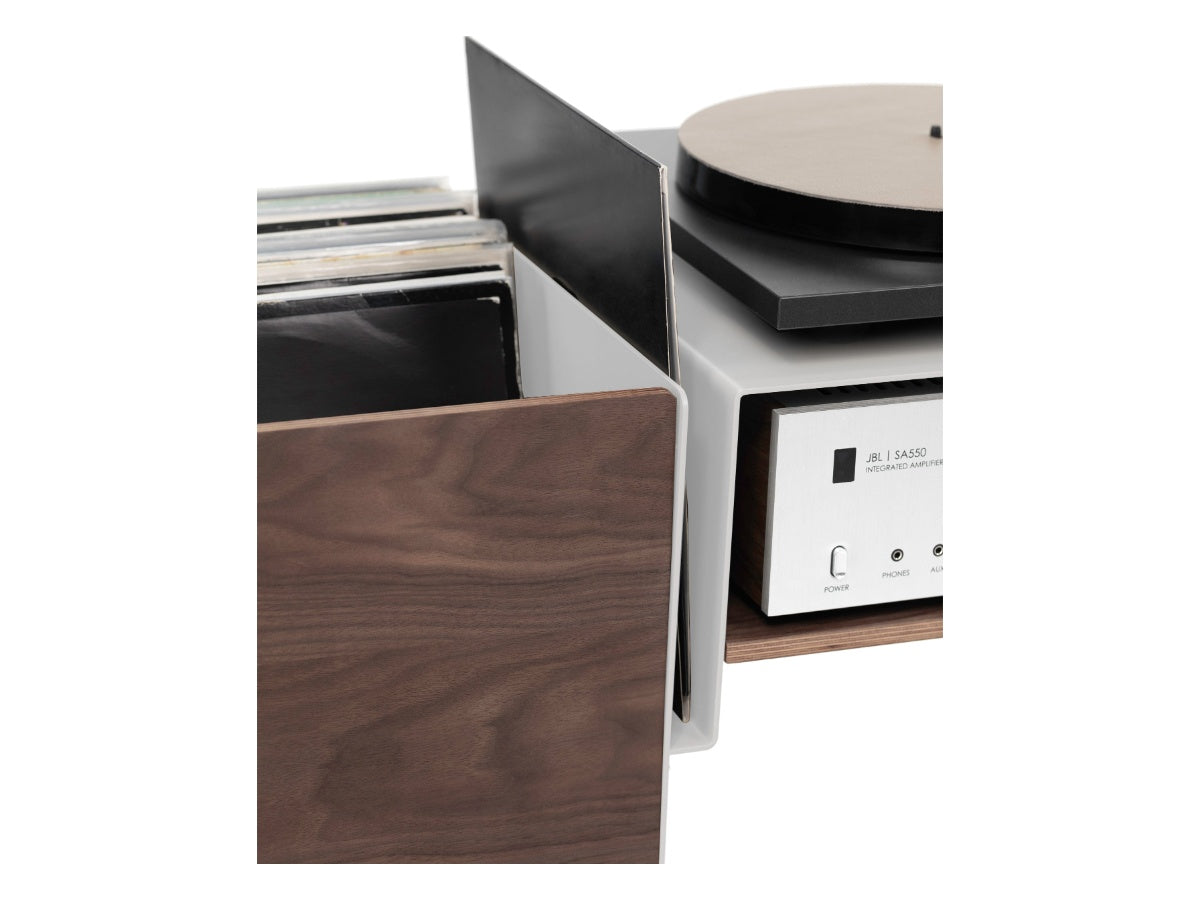 LOIA La Console Vinyles Basse Blanc - Noyer